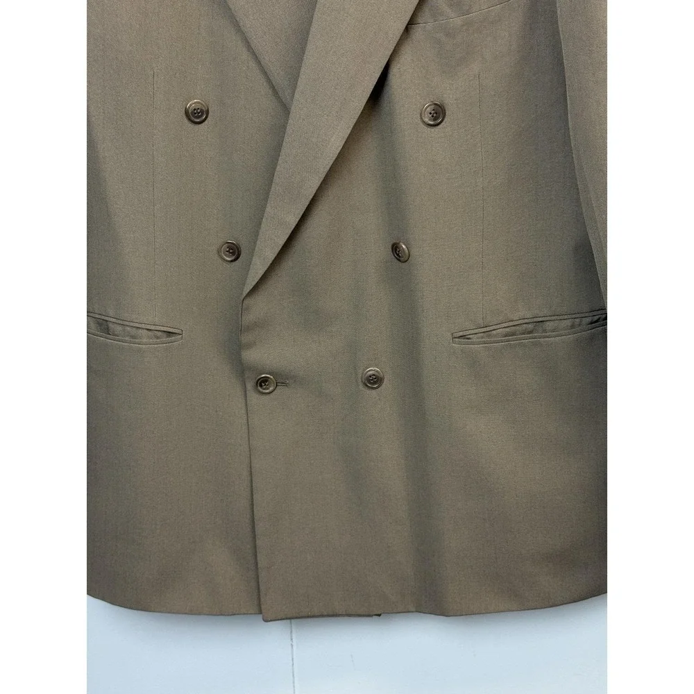 Bonelli Double Breasted Jacket Mens 44R Blazer Brown‎ Peak Collar Pinpoint
